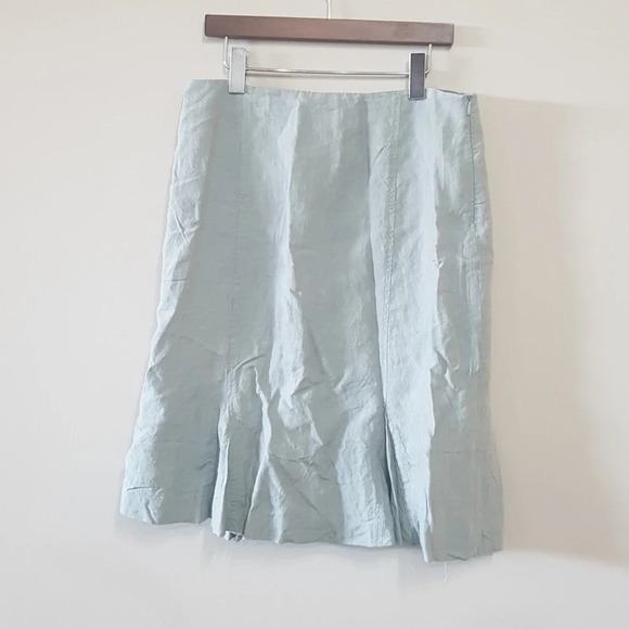 david n Linen light sage green classic feminine flirty A line skirt size… - Picture 1 of 3